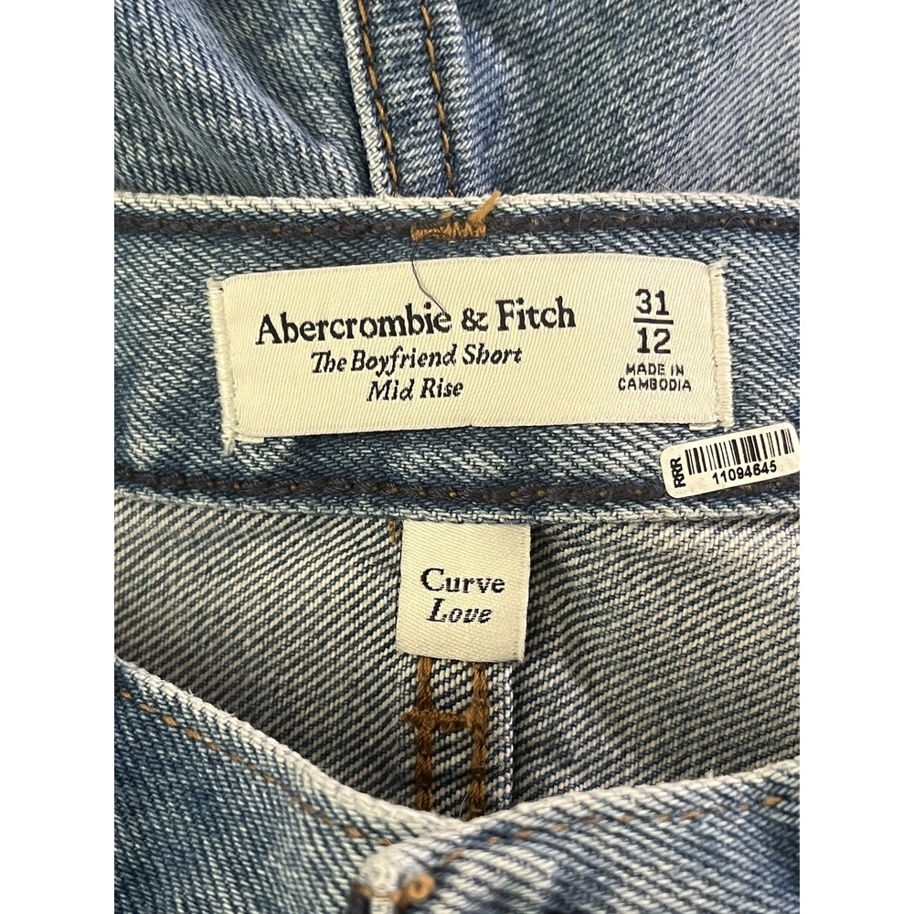 Abercrombie & Fit Denim Shorts 31 Distressed Boyfriend Curve Love Raw Hem Boho - Picture 8 of 14